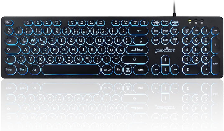 Perixx PERIBOARD-317R Kabelgebundene USB-Tastatur mit Hintergrundbeleuchtung – Grossbuchstaben – dre