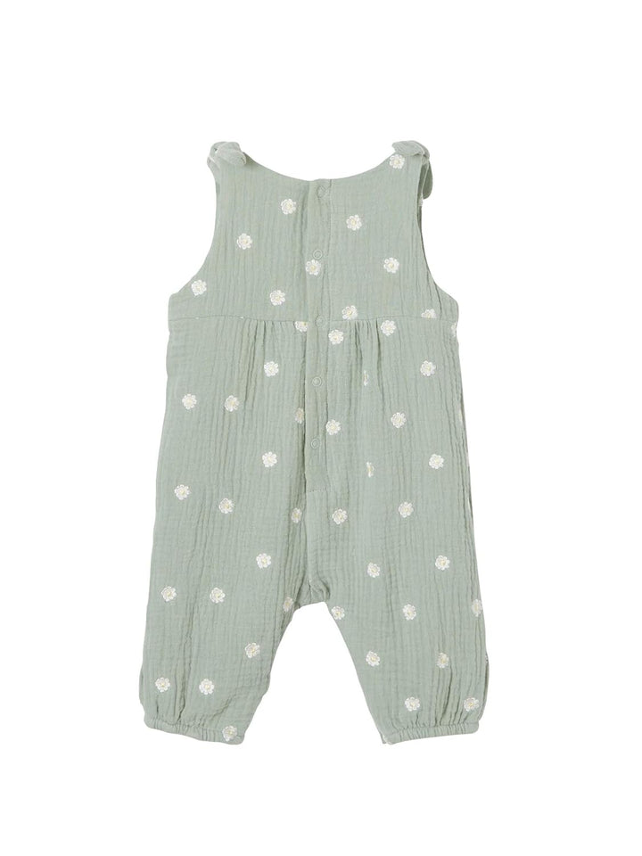 Vertbaudet Mädchen Baby Overall, bestickte Motive graugrün bedruckt 62 1 Stück (1er Pack) Vert, 1 St