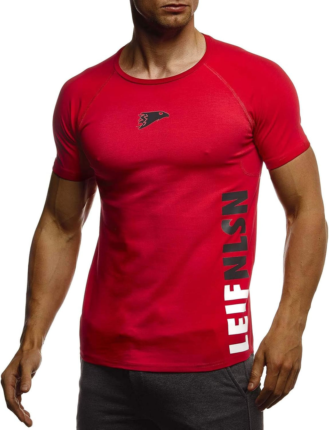 Leif Nelson Gym Herren Fitness T-Shirt Slim Fit Moderner Männer Bodybuilder Trainingsshirt Kurzarm T
