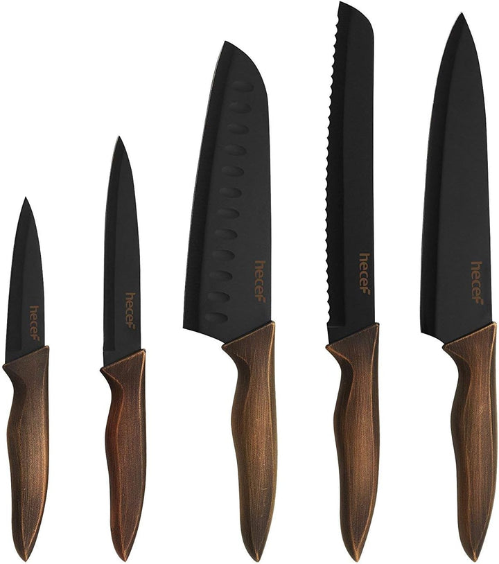 hecef Küchenmesser Set 5 Teilig, Professionelle Scharfe Kochmessersets, Messer-Set aus Edelstahl mit