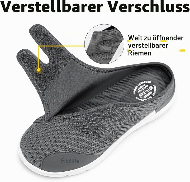 FitVille Diabetikerslipper Herren Extra Weit Gesundheitsschuhe mit Klettverschluss Orthopädische Hau