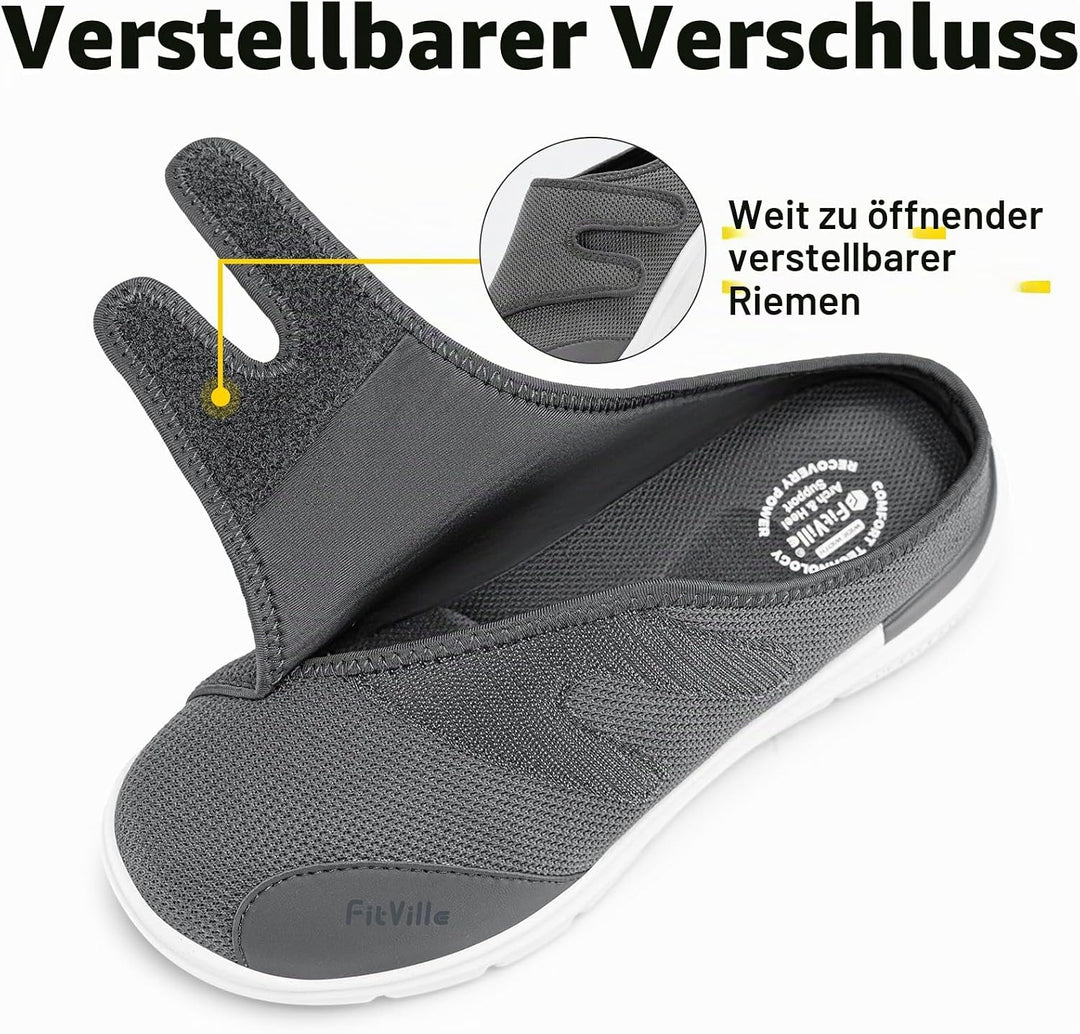 FitVille Diabetikerslipper Herren Extra Weit Gesundheitsschuhe mit Klettverschluss Orthopädische Hau