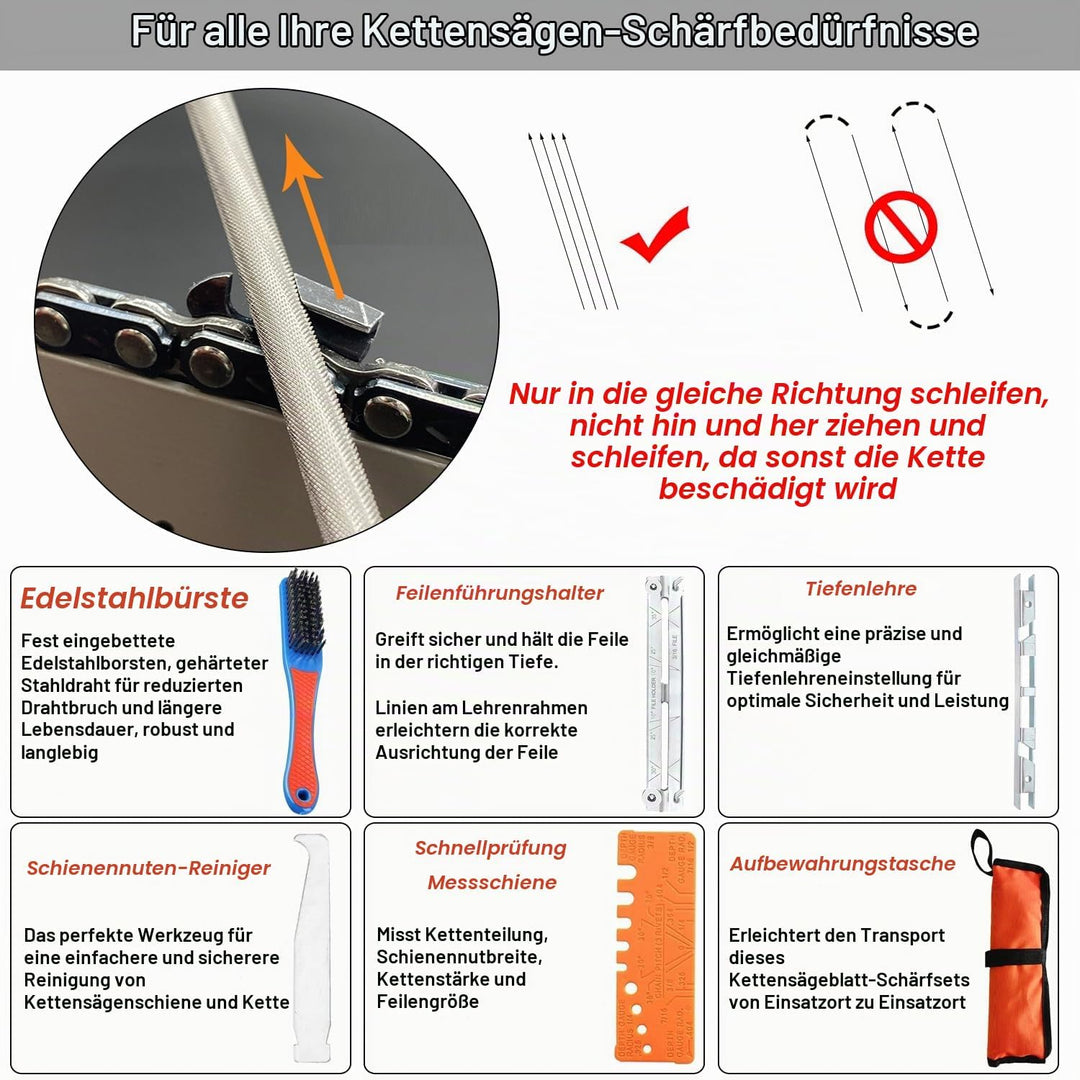 Kettensägen Schärffeilen Kit 11pcs Universal Kettensägen Feilensatz Sägeketten Feilen Set zum Schärf