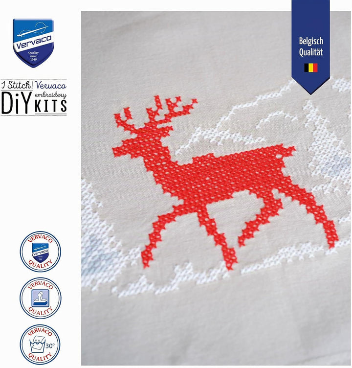 Vervaco Stickdecke Embroidery, Baumwolle, Weiss, 40 x 100 x 0,3 cm