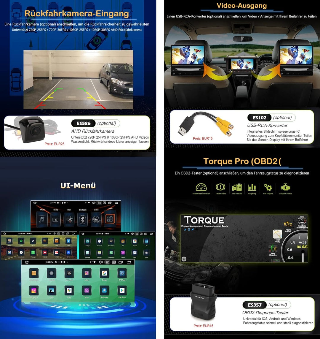 ERISIN 8.8 Zoll Android 12 Autoradio für BMW 3 Series M3 E46 Rover 75 MG ZT Unterstützt GPS-Navi Car