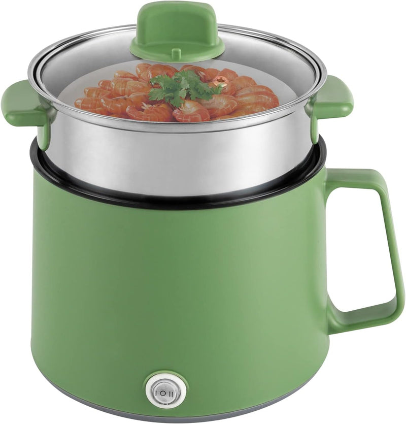 WEIGR Kochtopf Elektrischer, 600W Hot Pot Ramen Cooker, Antihaft Cooking Pot mit Dämpfkorb, tragbare