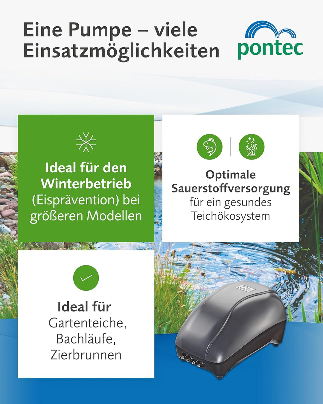 Pontec 57516 PondoAir Set 900 - Komplettset zur Teichbelüftung, Sauerstoffversorgung, Sauerstoffanre