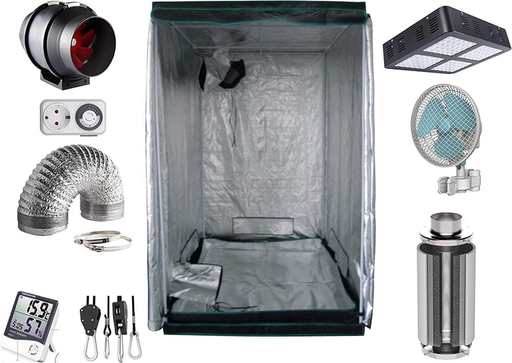 Growzelt Komplettset Pro 600 W dimmbar NDL 120x120x200cm VSG AKF Growzelt 100x100x200 LED, 100x100x2