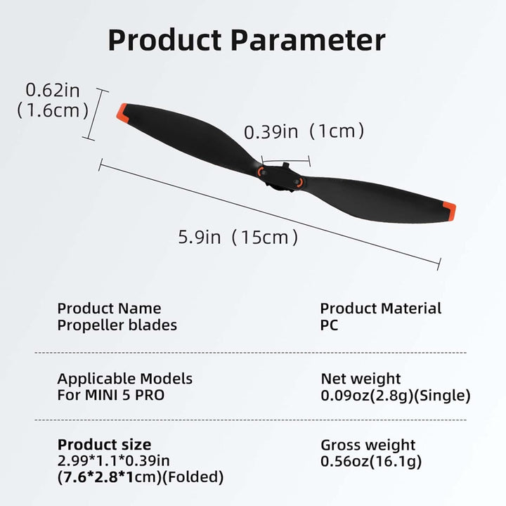Propeller für DJI Mini 5 Pro, Schnellverschluss geräuscharme Blätter, leichte langlebige Kunststoffp