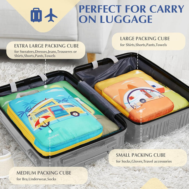 Gonex Compression Packing Cubes 4er Set, Gonex Kleidertaschen 4-teilig Verpackungswürfel, Kleidertas