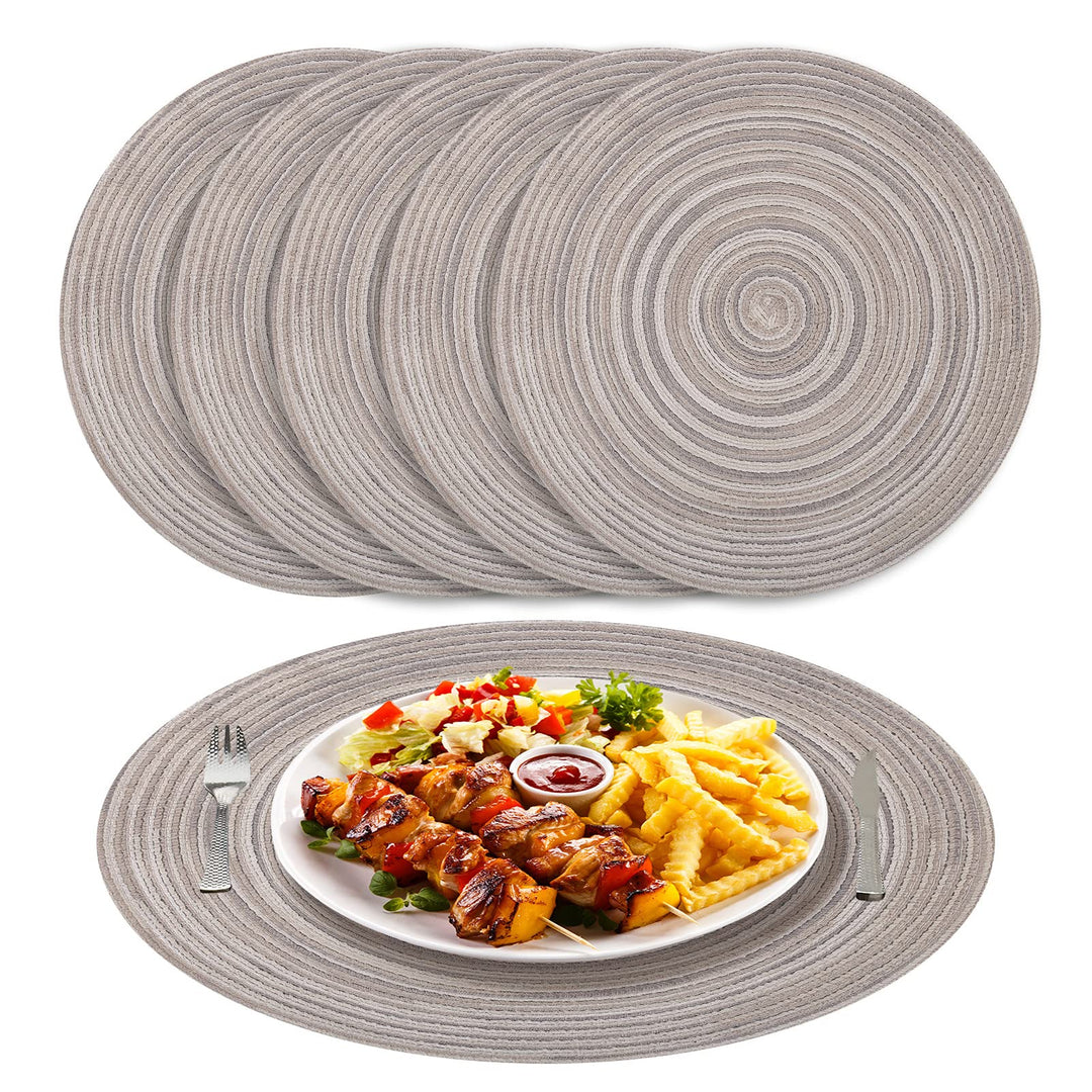 Tischsets Abwaschbar Rund Geflochten Tischset 6er Set, 38cm Rund Platzsets Abwischbar, rutschfest, H