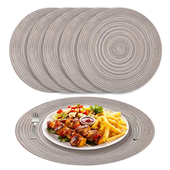 Tischsets Abwaschbar Rund Geflochten Tischset 6er Set, 38cm Rund Platzsets Abwischbar, rutschfest, H