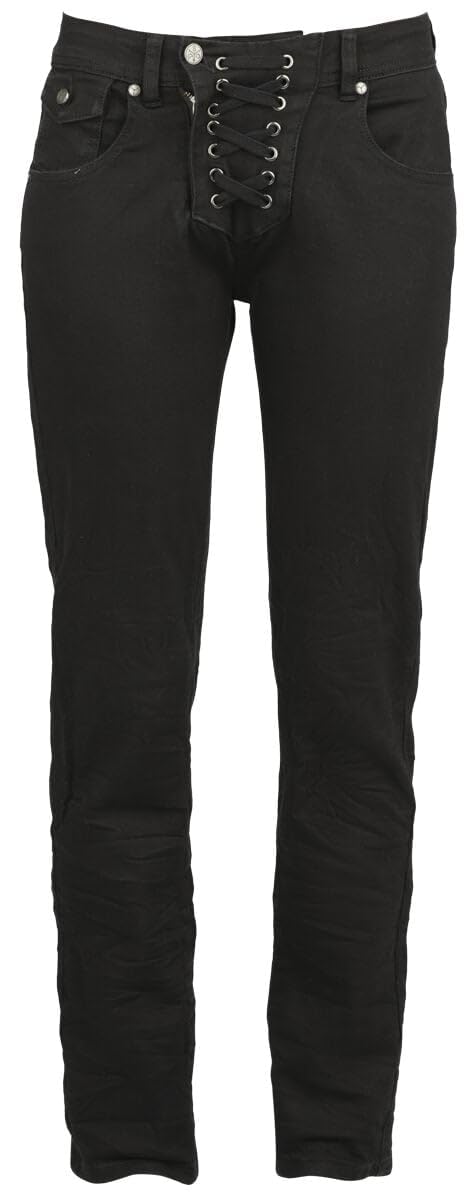 Black Premium by EMP Damen Schwarze Jeans mit Gürtelschlaufen gerade geschnitten 27W / 32L Schwarz,