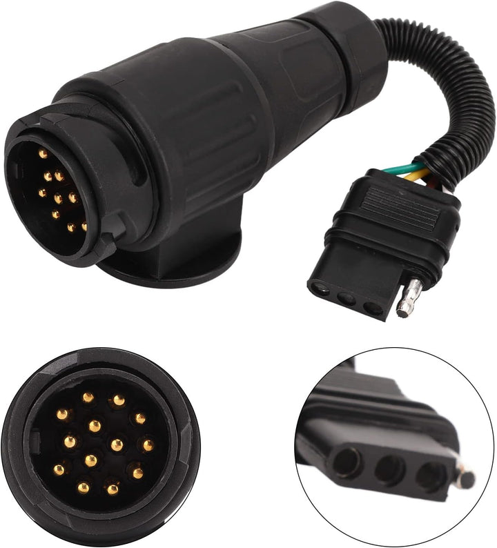 Aramox Trailer Connector, Trailer Plug Adapter EU 13 Way Round to US 4 Way Flat Trailer Connector Co