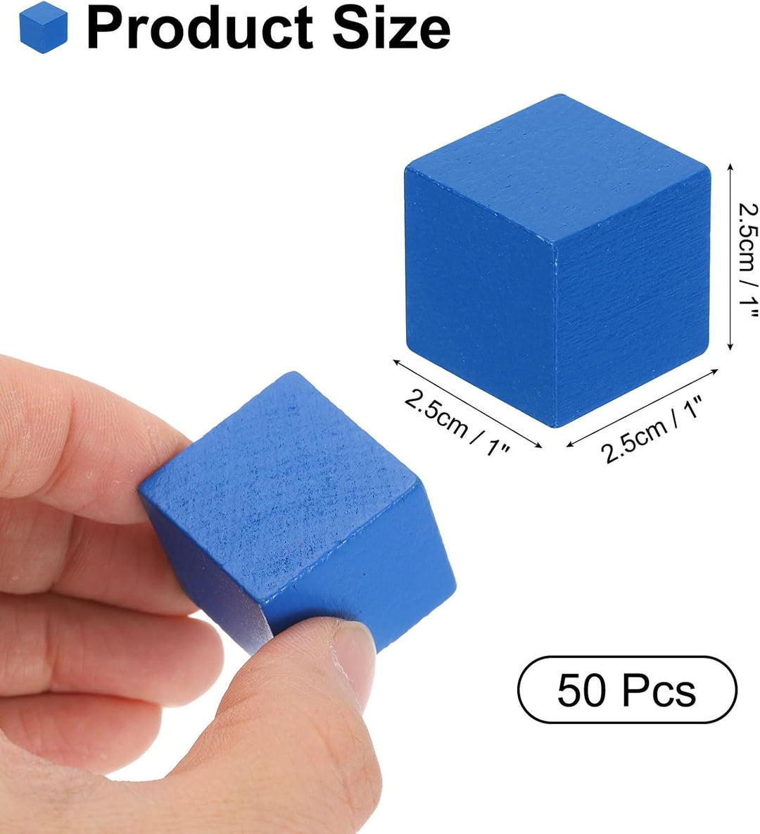 QUARKZMAN 50 Stück Holzblöcke für Bastelarbeiten, 2.5cm Unvollendeter Holzwürfel Kiefernholz Quadrat
