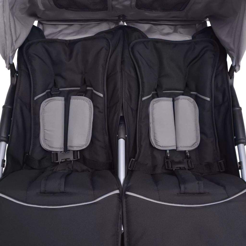 yorten Baby Zwillingswagen Klappbar mit Regenschutzhaube aus Stahl und Oxfordgewebe Rückenlehne Vers