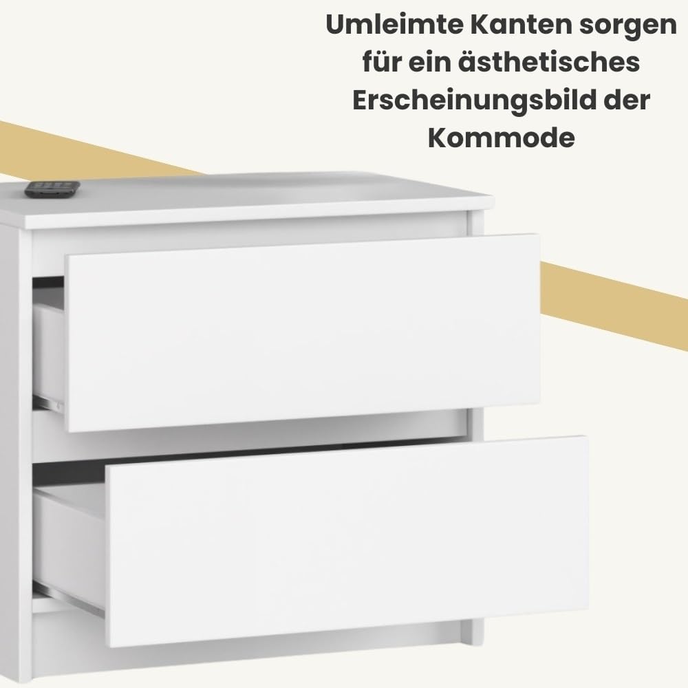 AKORD Kommode K60 mit 2 Schubladen | für das Wohnzimmer Schlafzimmer Schrank Büro Arbeitszimmer | Mo