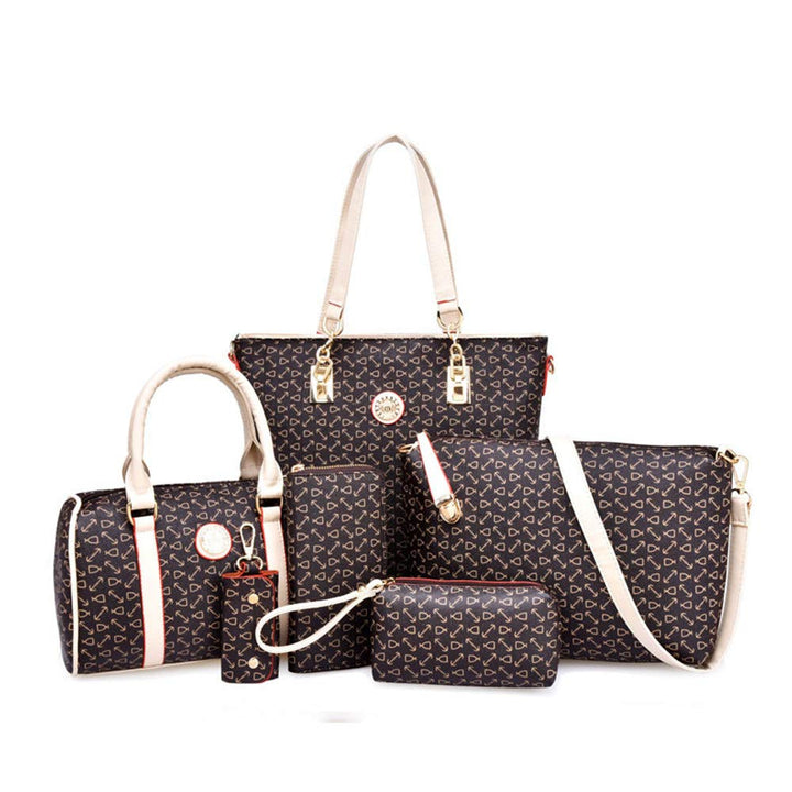 KEEPOP Frauen Handtasche Set 6 Stck PU Leder Tote Handtasche Set Mehrzweck Klassisch Schultertasche