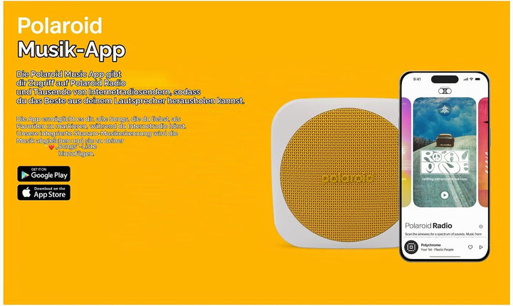 Polaroid P1 Music Player (Red) - Super Portable Wireless Bluetooth Speaker Rechargeable with IPX5 Wa