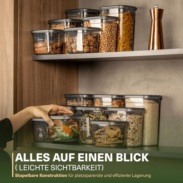Viwares luftdichte Vorratsdosen mit Deckel | 15er Vorratsbehälter Set | BPA-FREI | Zur Müsli Mehl un