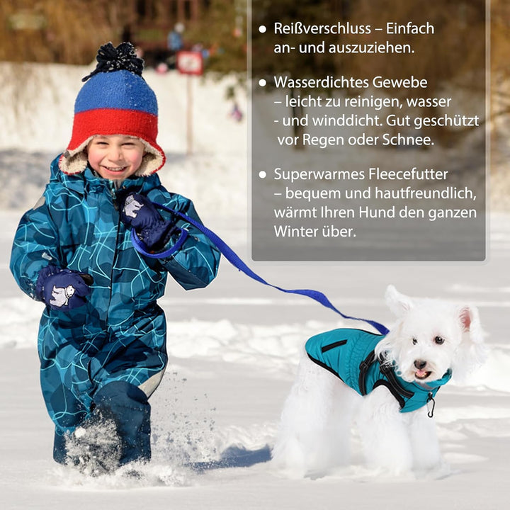 Savlot Warmer Hundemantel wasserdichte Hundejacke Gemütliche Hunde- und Katzen-Schneejacke Reissvers
