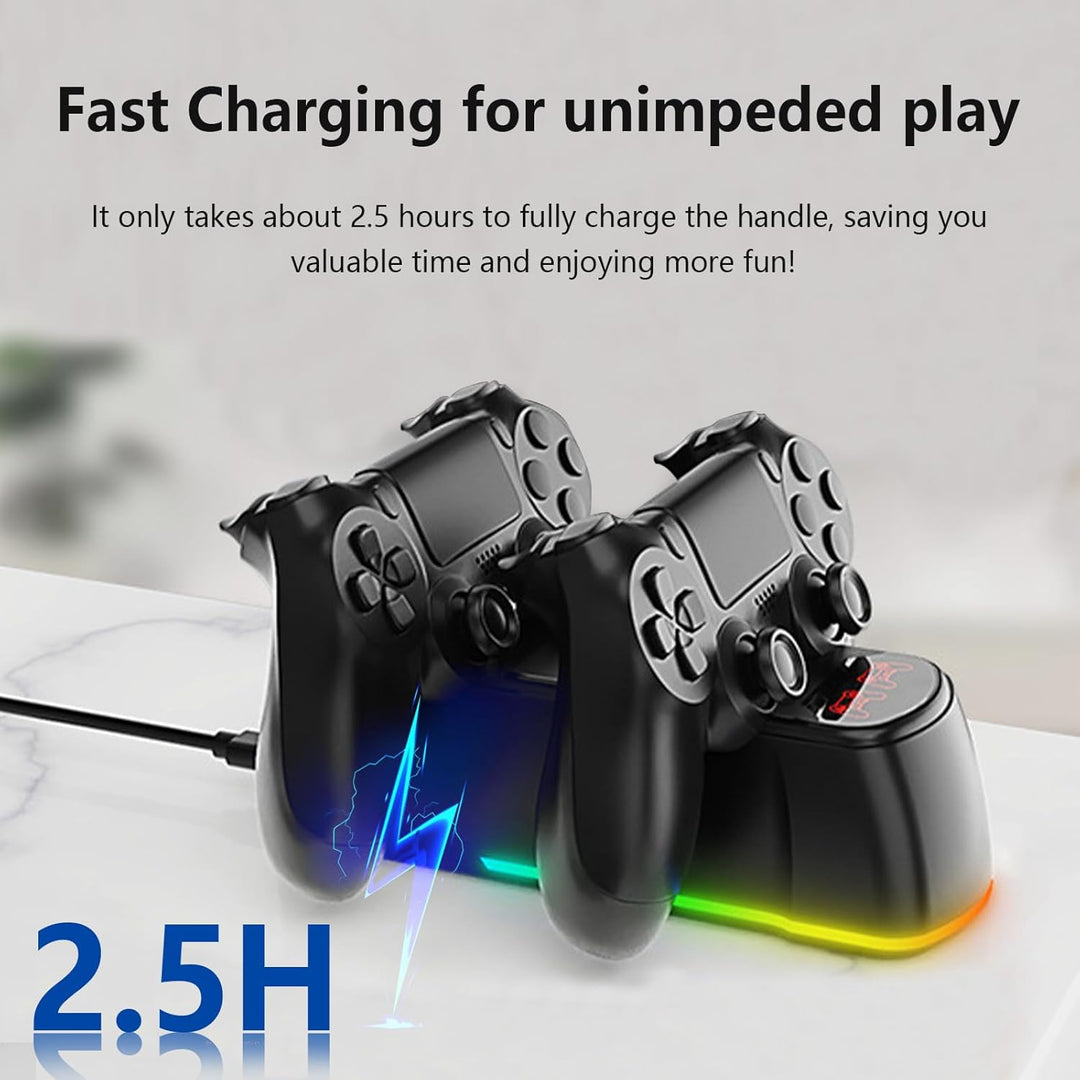 Controller Ladestation für PS4,Controller Ladestation für PS4 mit RGB Lichteffekt, Dual Controller G