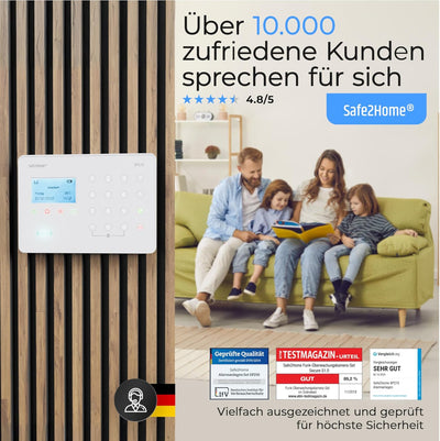 Safe2Home SP210 Basis Funk Alarmanlagen - EINZELNE ZENTRALE - mit Sabotageschutz – WiFi/GSM/SMS Alar
