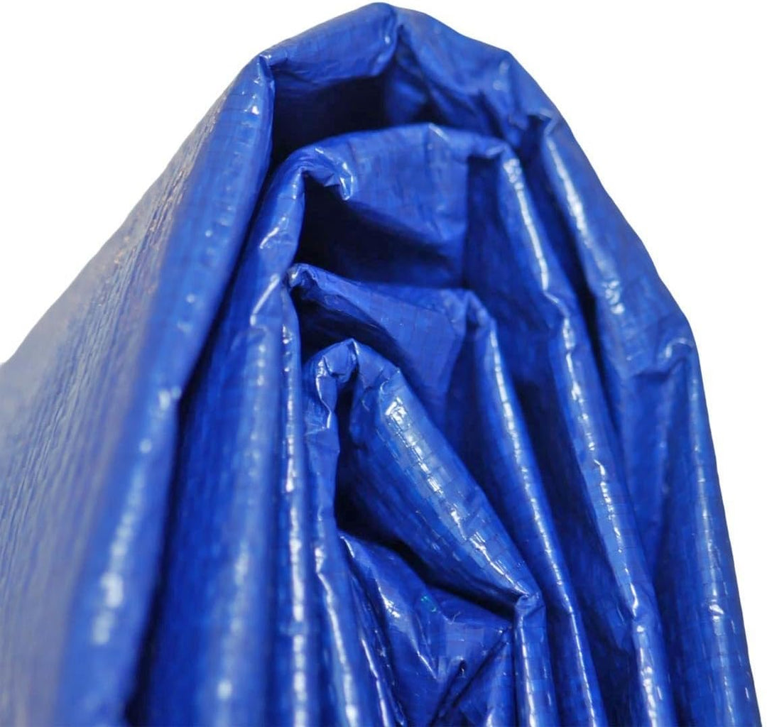 Pool Abdeckplane - rund - Ablaufnetz - blau - robust - UV-geschützt - Ösen (4,2 m), 4,2 m