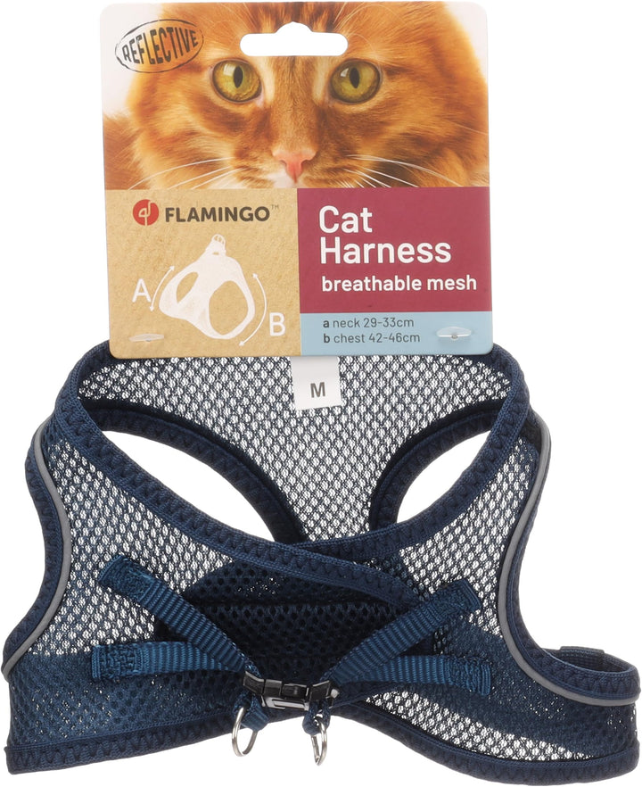 katzengeschirr - Step&Go Berta dunkelblau M - 29-33 cm / 42-46 cm - Nylon mit atmungsaktivem mesh un