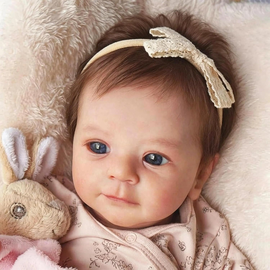Zero pam Reborn Baby Puppe Lebensecht Mädchen Offene Augen, 48CM Realistische Babypuppe Weichkörper,