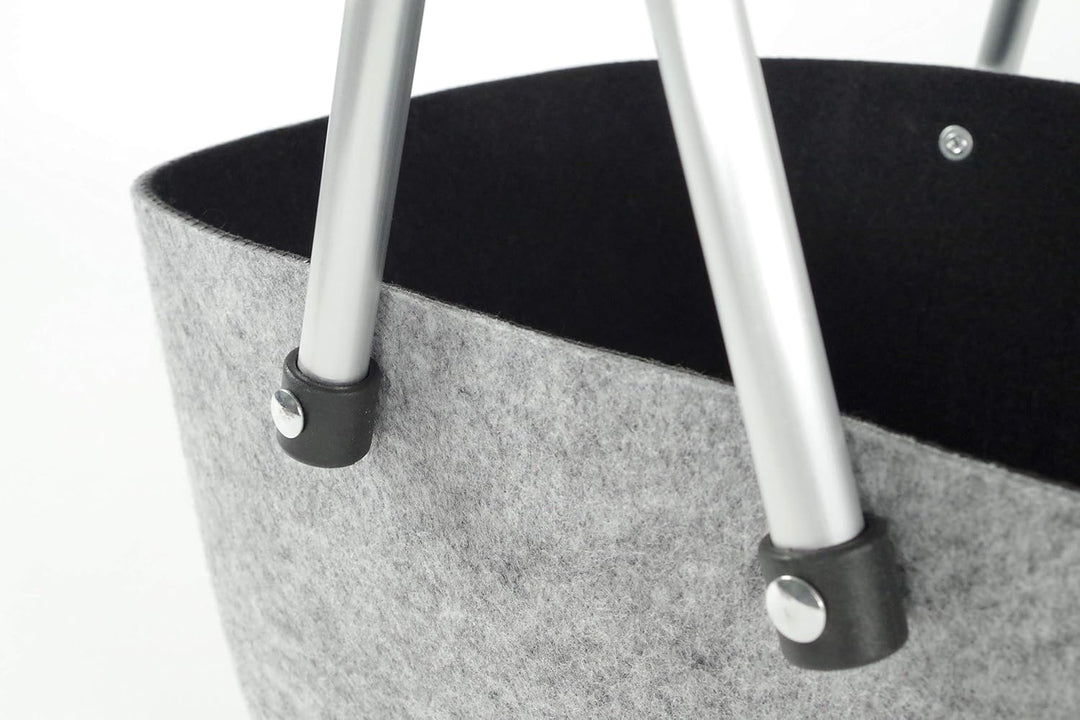 Kobolo Filzkorb grau-schwarz mit Aluhenkeln, 36x22x18 cm, Filztasche, Einkaufskorb, Tragekorb robust
