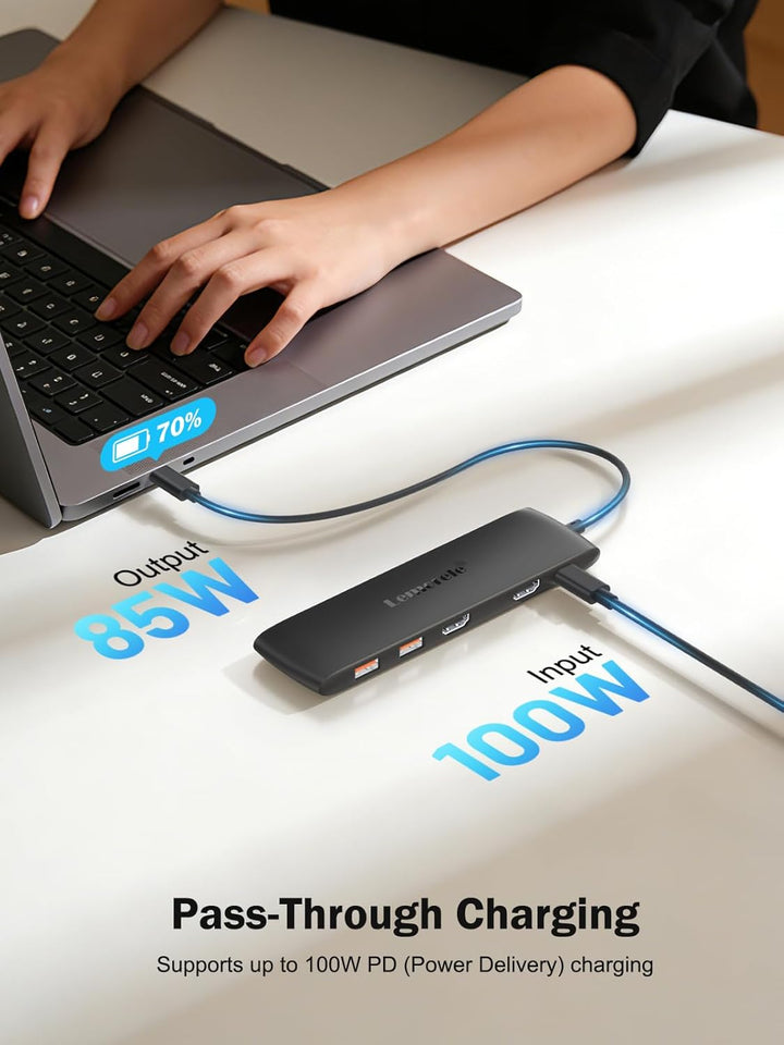 Lemorele USB C Docking Station 2 Monitore Hub, 10-in-1 USB Adapter mit 2 * 4K HDMI,3*USB 3.2(10Gbps)