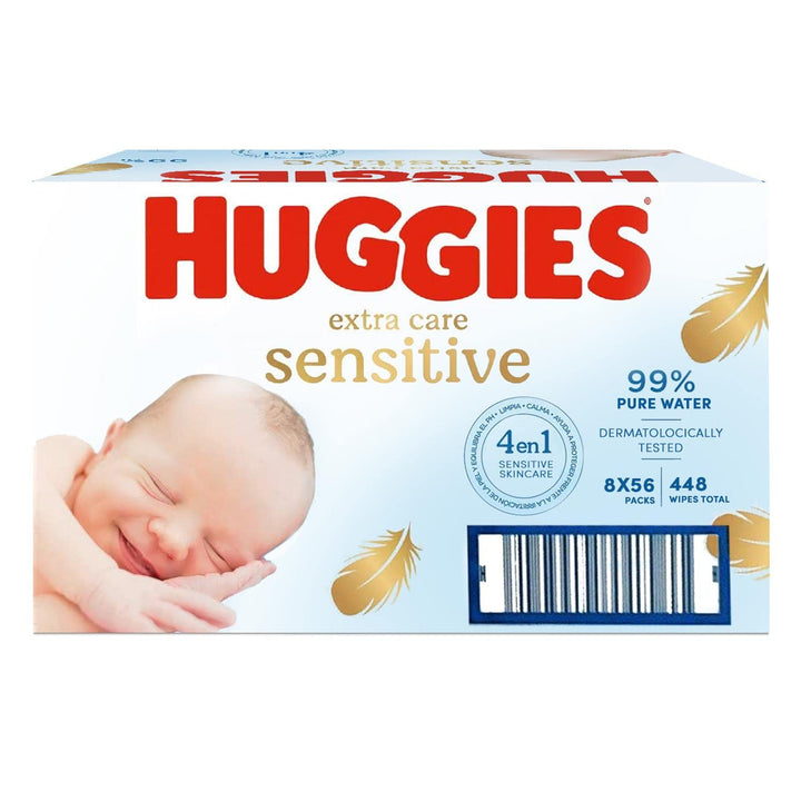 Huggies Pure Extra Care Feuchttücher, 8 x 56 Stück = 448 Tücher