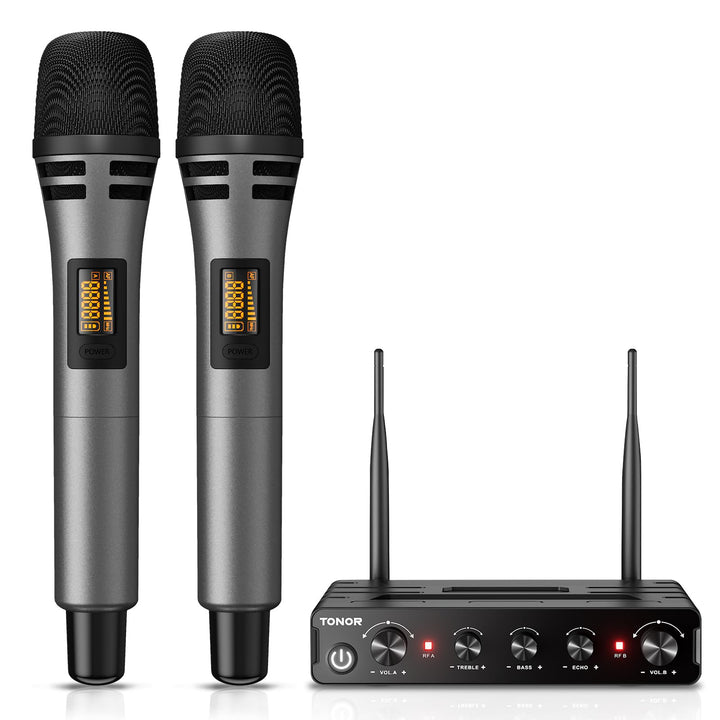 TONOR Dual Funkmikrofonen System kabellos, drahtloses Karaoke Mikrofon Set Wireless Microphone Handm