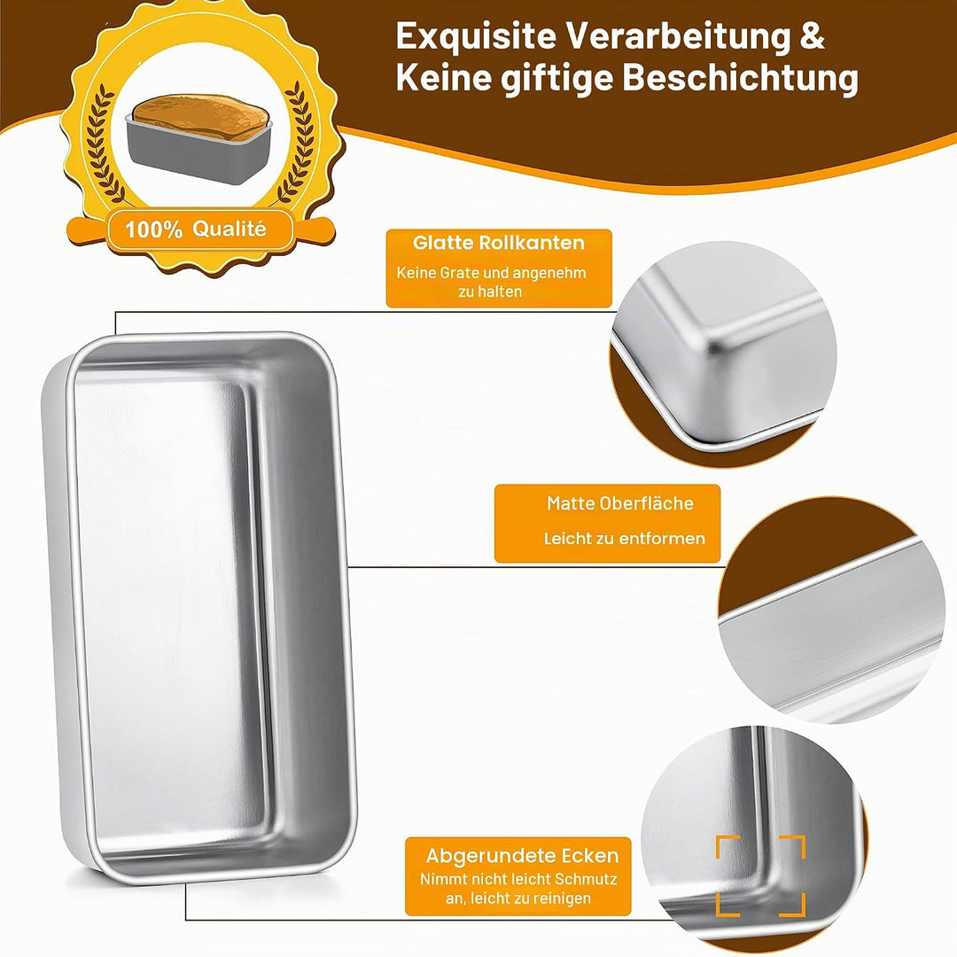 Joyfair Kastenform 4er Set, Edelstahl Brotbackform Toastbrot Backform, Brotform Königskuchenform für