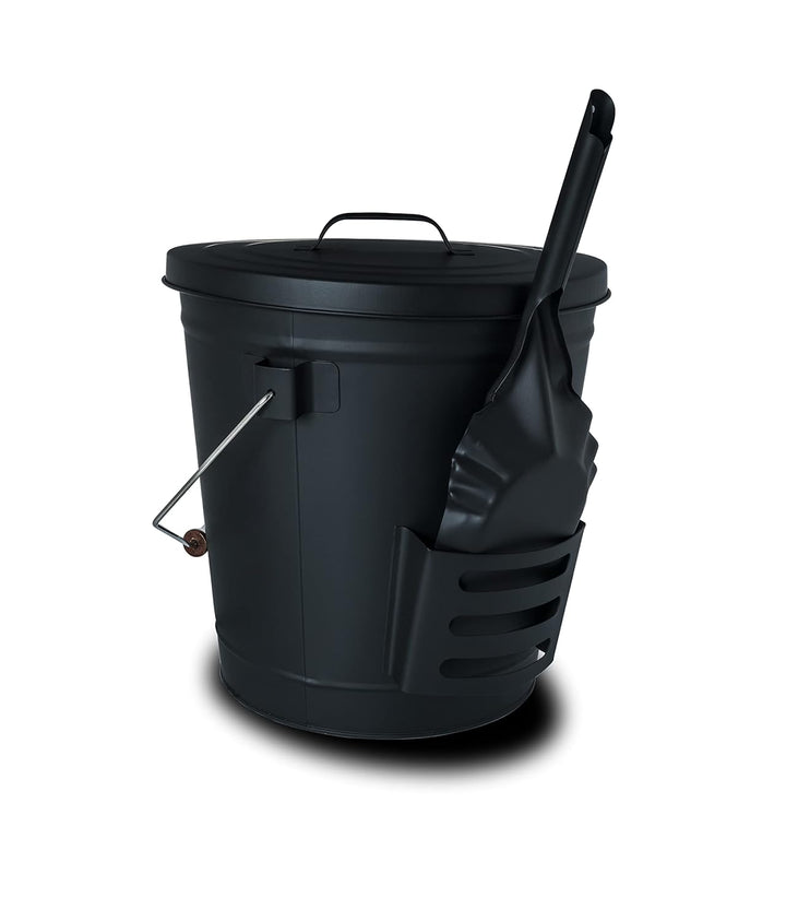 Supremery Ascheeimer mit Deckel und Schaufel, Stahl, Kohleeimer Aschetonne mit Henkel, 19 L, Aschesc