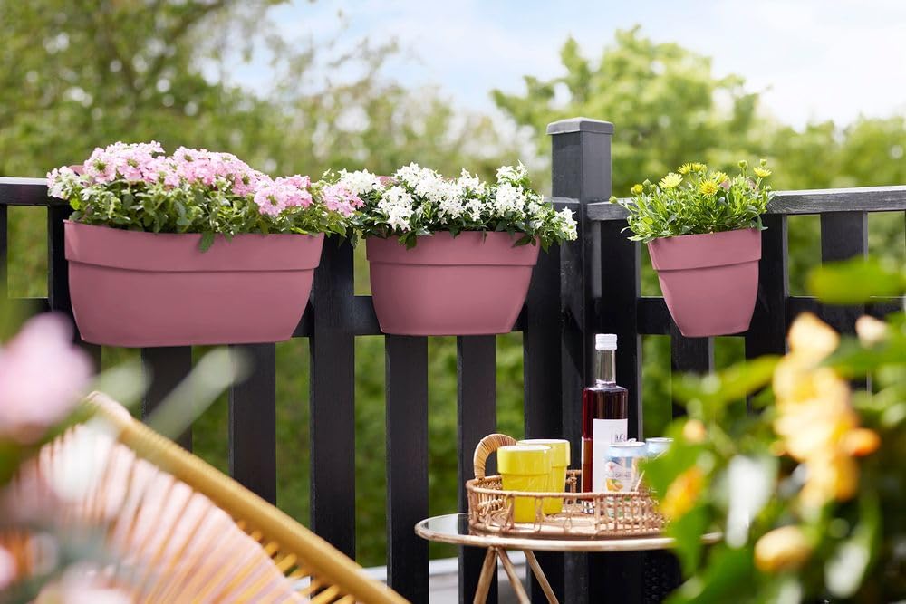 elho Vibia Campana Easy Hanger L 46 - Übertopf für Balkon & Aussen - Ø 46.0 x H 26.5 cm - Rosa/Puder