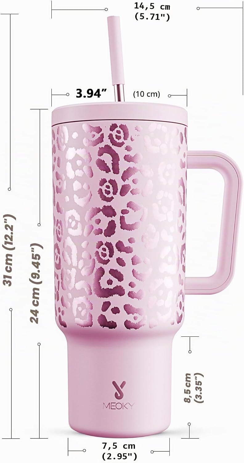 Meoky 1182ml/40oz Thermobecher mit Strohhalm und Griff (PKL)
