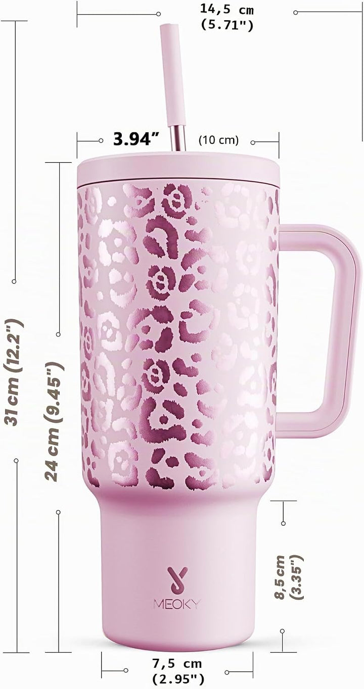 Meoky 1182ml/40oz Thermobecher mit Strohhalm und Griff (PKL)