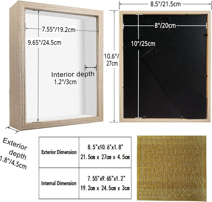 sunmeg 2Pcs 3D Bilderrahmen zum Befüllen 20 x 25cm Bilderrahmen Tief 3D Objektrahmen Hölzern bis 3cm