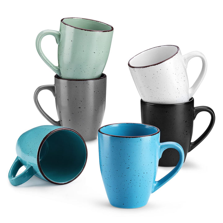vancasso MODA Kaffeetassen set 6er, Tassen Set Steingut, 340ml Kaffeebecher mit Henkel, Espressotass
