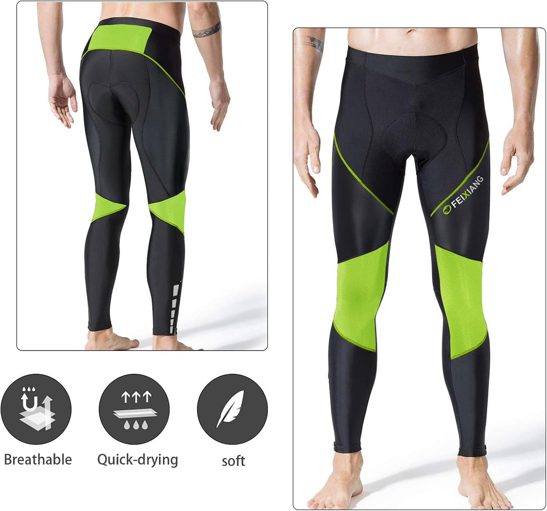 MEETWEE Herren Radlerhose Lange Fahrradhose, Kompression Radhose Leggings Radsport Hose für Männer E
