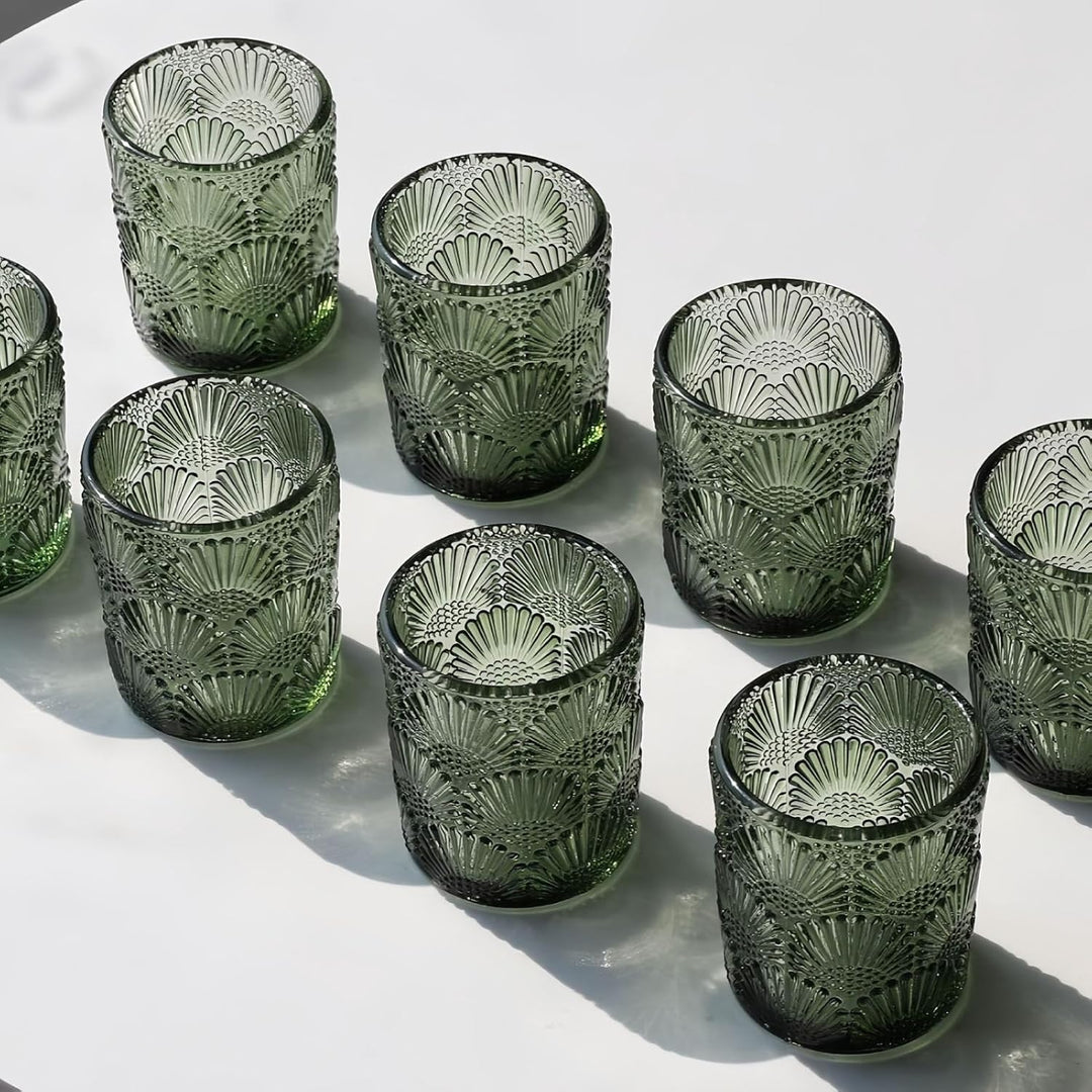 Grün Teelichthalter Glas mit 12, Grüner Teelichtgläser Vintage für die Tischdekoration bei Hochzeits