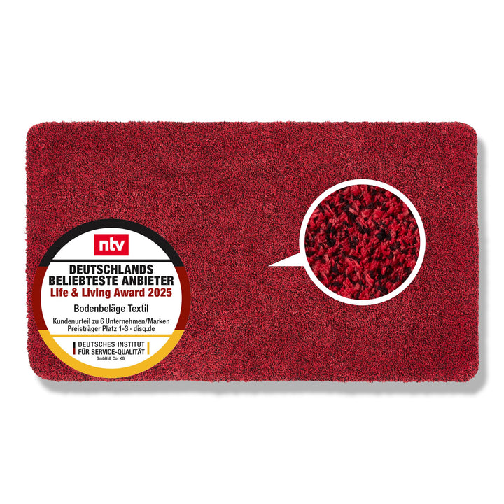 Rutschfeste Schmutzfangmatte innen waschbar - Rot 75 x 130 cm (Rechteckig) | Saugfähige Sauberlaufma