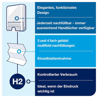 Tork Xpress Spender für Multifold Papierhandtücher 552000, Elevation Design - H2 Handtuchspender für