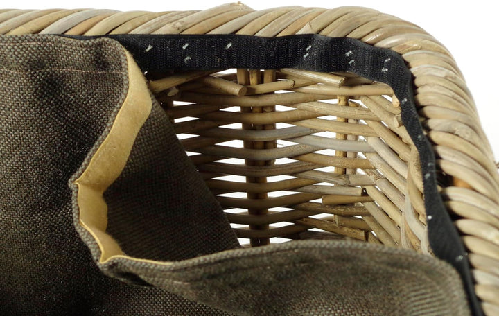 Kobolo Kaminholzkorb Holztrage für Kaminholz - Rattan Kubu grau - Textileinsatz, Grau