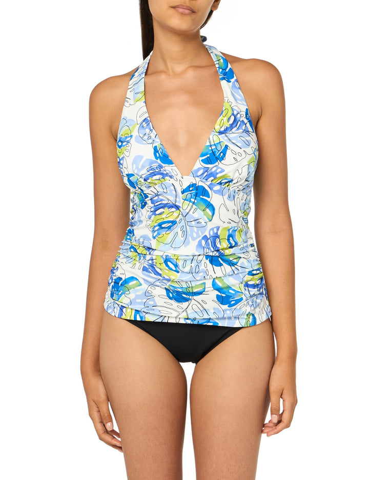 Tommy Hilfiger Damen Neckholder Tankini-Oberteil XS Blauer Tropisch, XS Blauer Tropisch