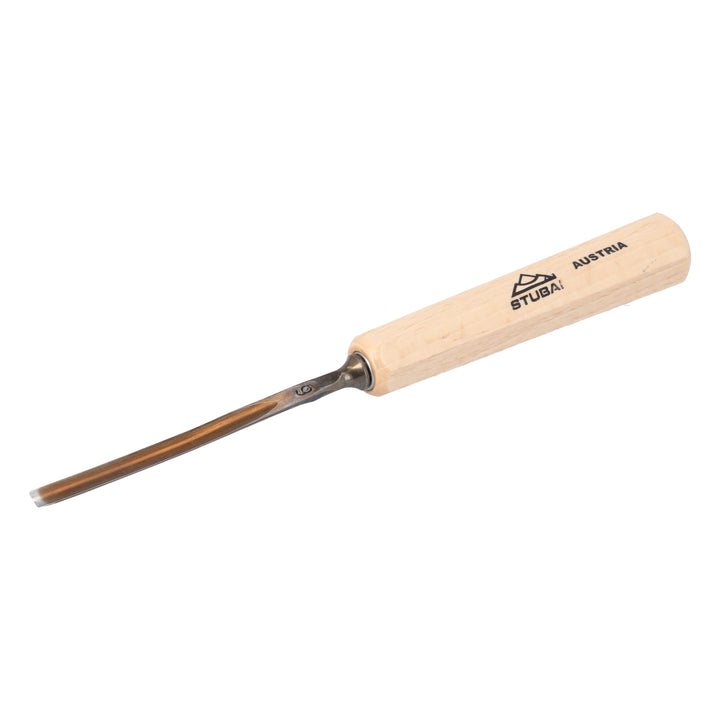STUBAI Stemmeisen Stechbeitel Serie 52 - Form 6 | Gerades Hohleisen - 5 mm, mit Holzgriff, für Figur