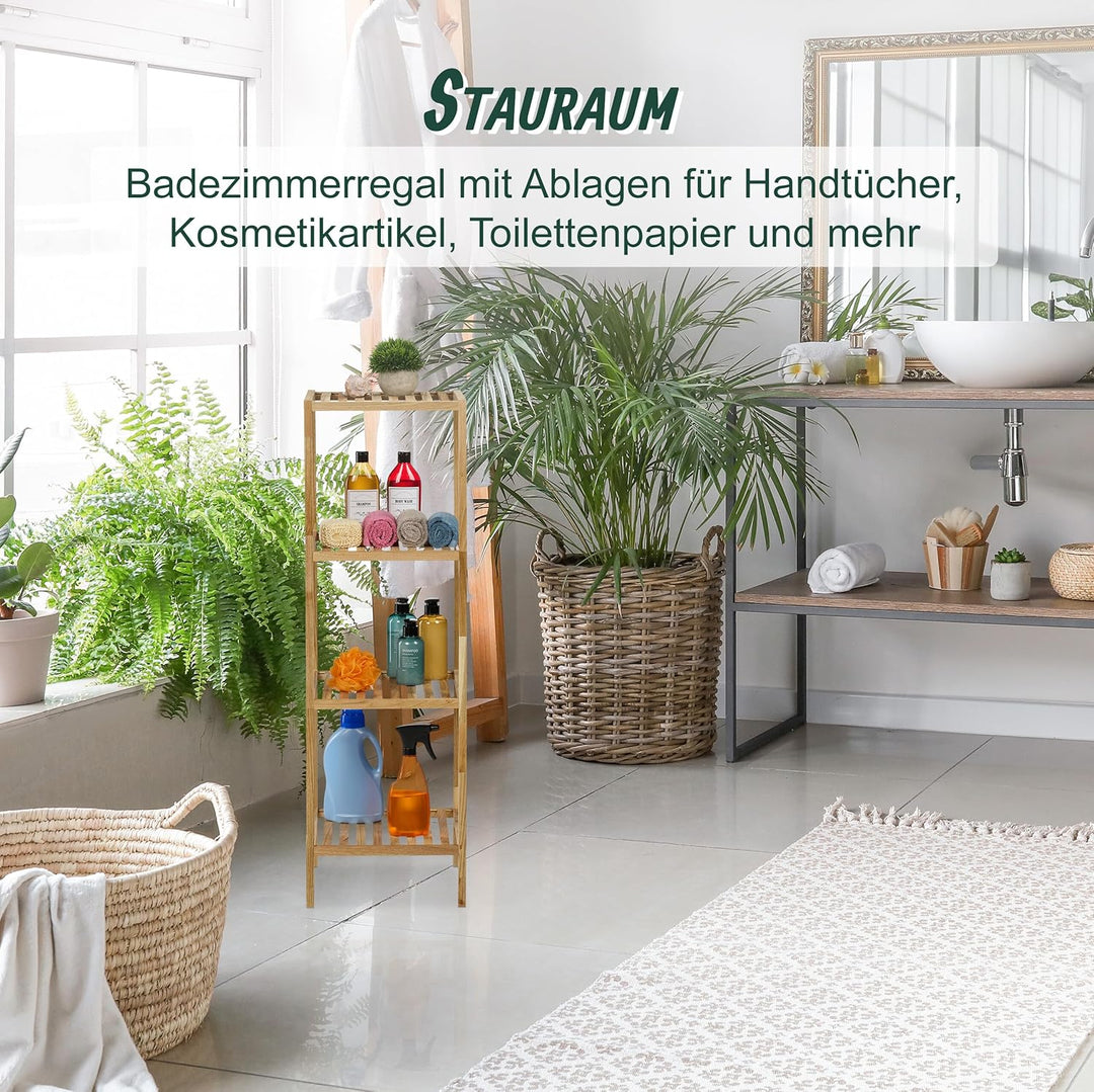 Relaxdays Badregal Walnuss, HBT 146x35,5x35,5 cm, 5 Ablagen, quadratisch, Standregal Küche, Badezimm