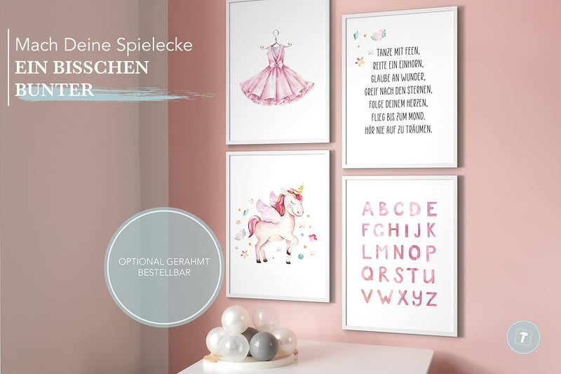 Papierschmiede® Kinderposter 4er Set, B2 (50x70 cm) Wanddeko, Geschenk für Mädchen Kinderzimmer Baby